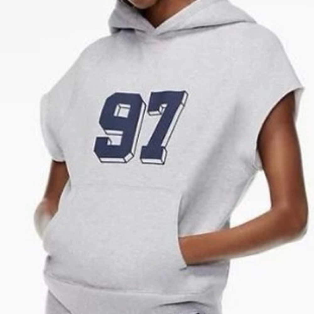 TNA Gray Hoodie with Navy Print